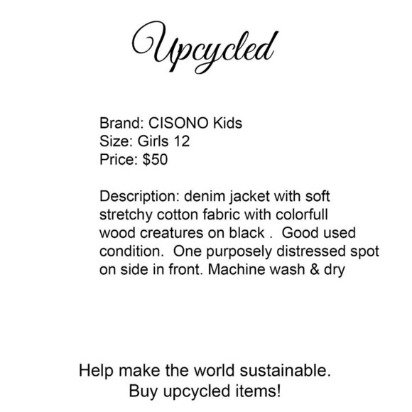 Cisono denim  jacket Girls 12 upcycled - Picture 6 of 7